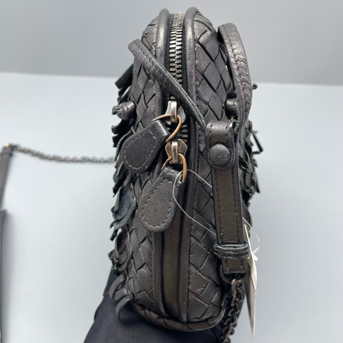 Bottega Veneta - Intrecciato Tassel Rivet Camera Bag - Leather - Grey - (Small)