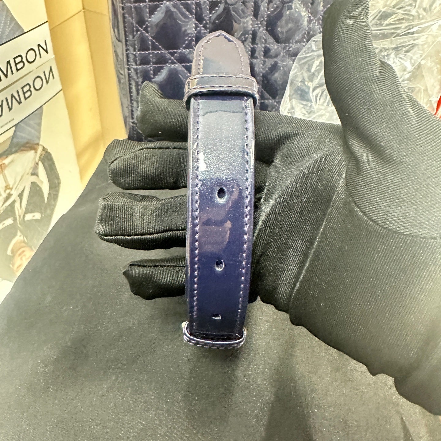 Dior - Lady Dior - Patent leather - Navy - (medium)