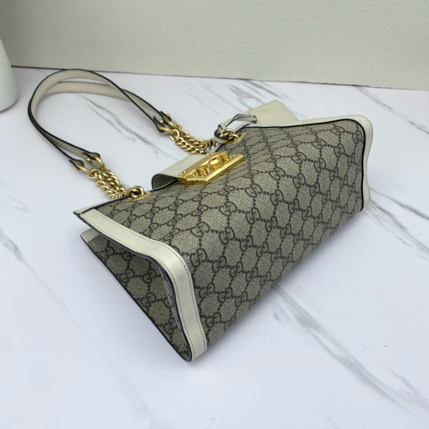 Gucci - Padlock - GG Supreme canvas with white leather trim - Beige GG Supreme with White Leather Trim - (small)