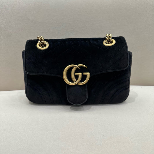 Gucci - GG Marmont Matelassé Mini Shoulder Bag - Velvet - Black - (mini)