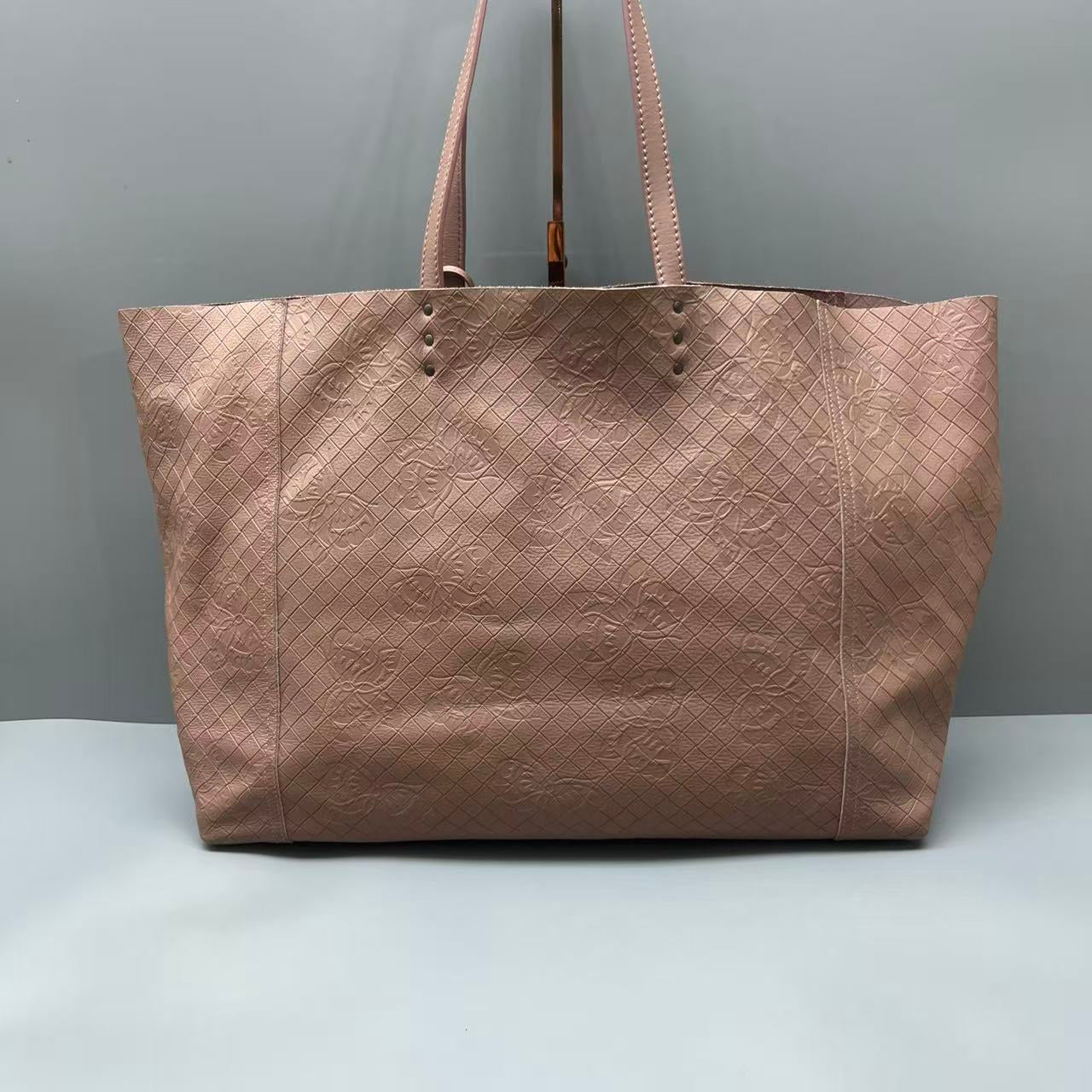 Bottega Veneta - Checkered Butterfly Embossed Tote - Leather - Pink - (large)