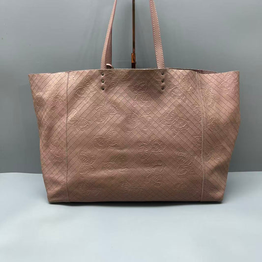 Bottega Veneta - Checkered Butterfly Embossed Tote - Leather - Pink - (large)