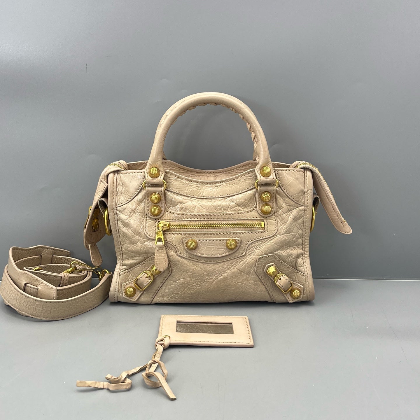 Balenciaga - Classic City Mini - Crinkled lambskin leather - Beige with Gold-Tone Hardware - (mini)