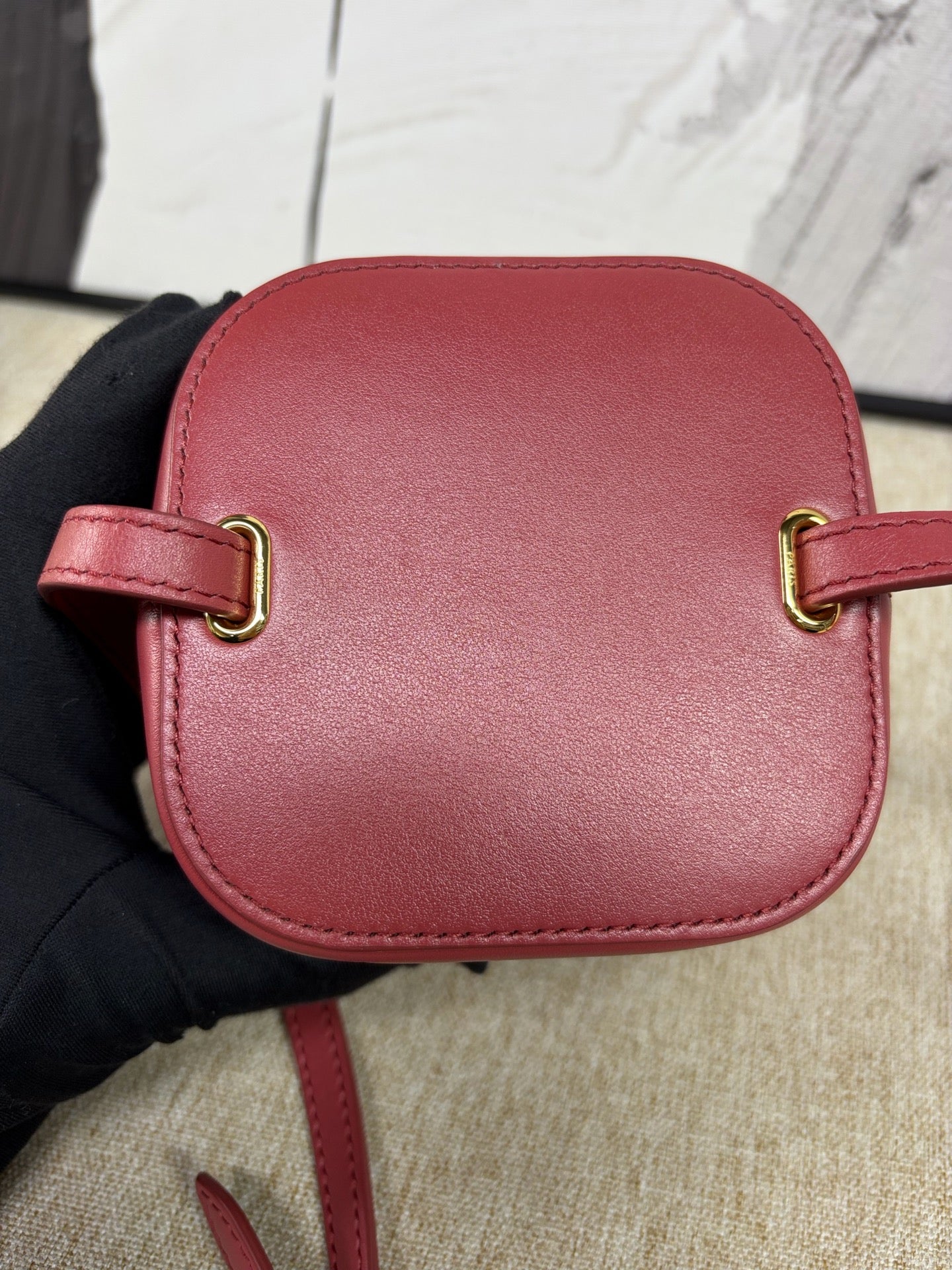 Celine - Triomphe Small Box - Calfskin leather - Burgundy - (mini)