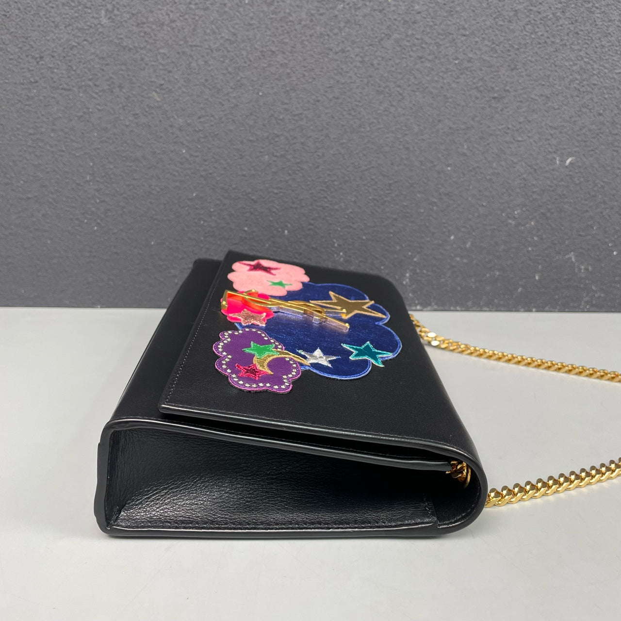 Saint Laurent - Kate Chain Bag with Star & Cloud Appliques - Leather - Black - (medium)
