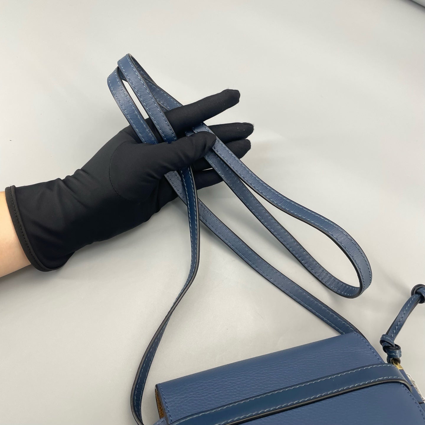 Loewe - Gate Mini Saddle Bag - Grained calfskin leather - Blue - (mini)