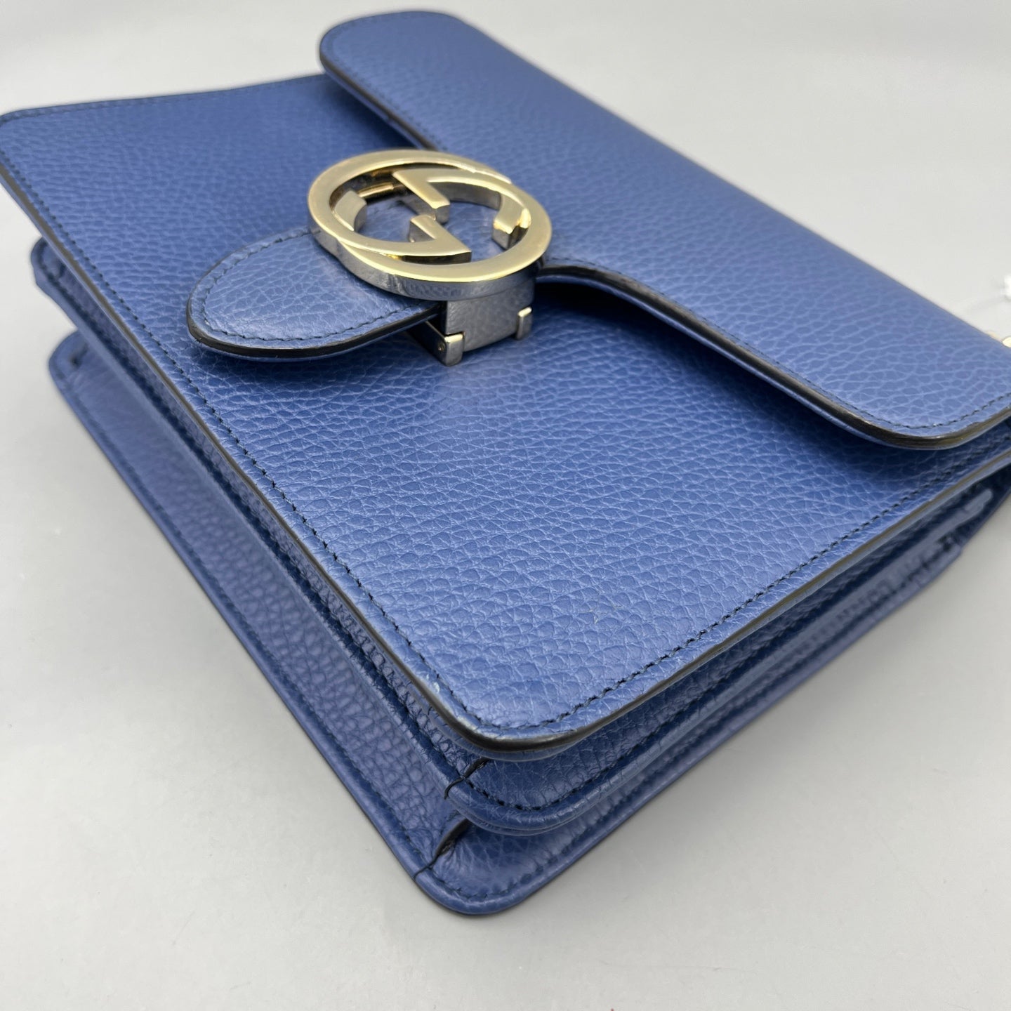 Gucci - Interlocking G Accordion Flap Bag - Leather - Blue - (Small)