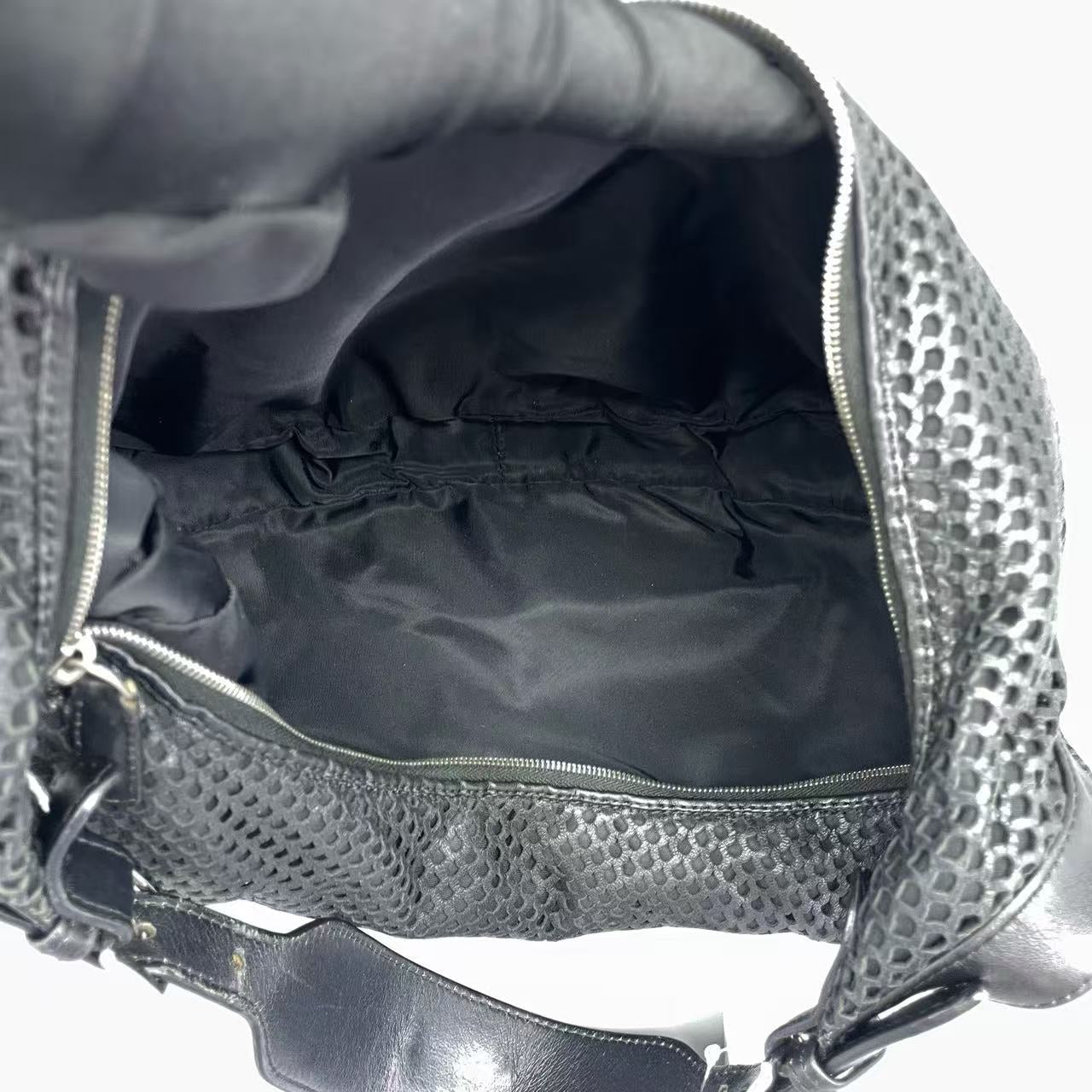Dior - Perforated Half-Moon Bag - Perforated leather and smooth leather trim - Black - (medium)