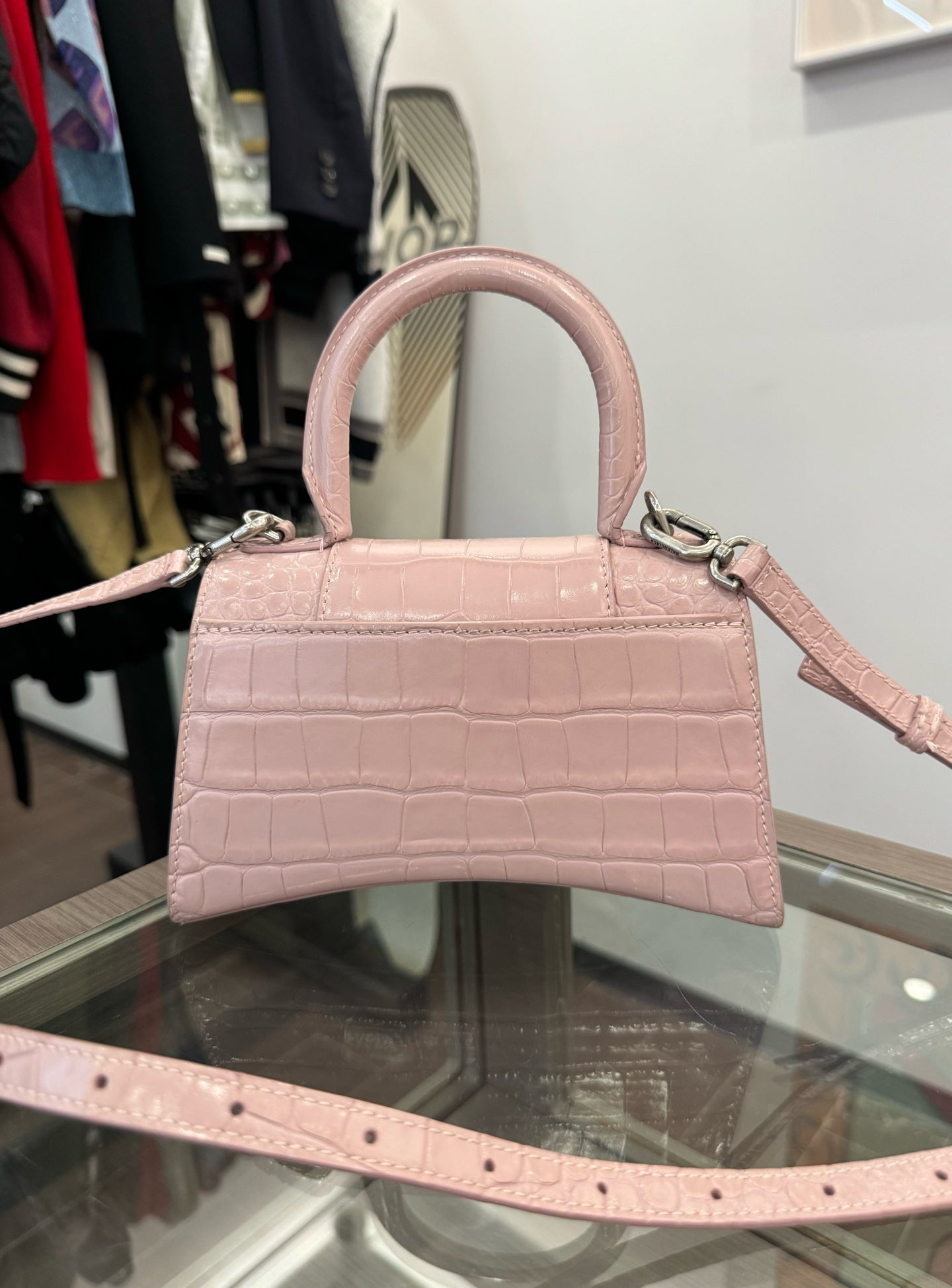 Balenciaga - Hourglass XS - Embossed leather - Pink - (Mini)