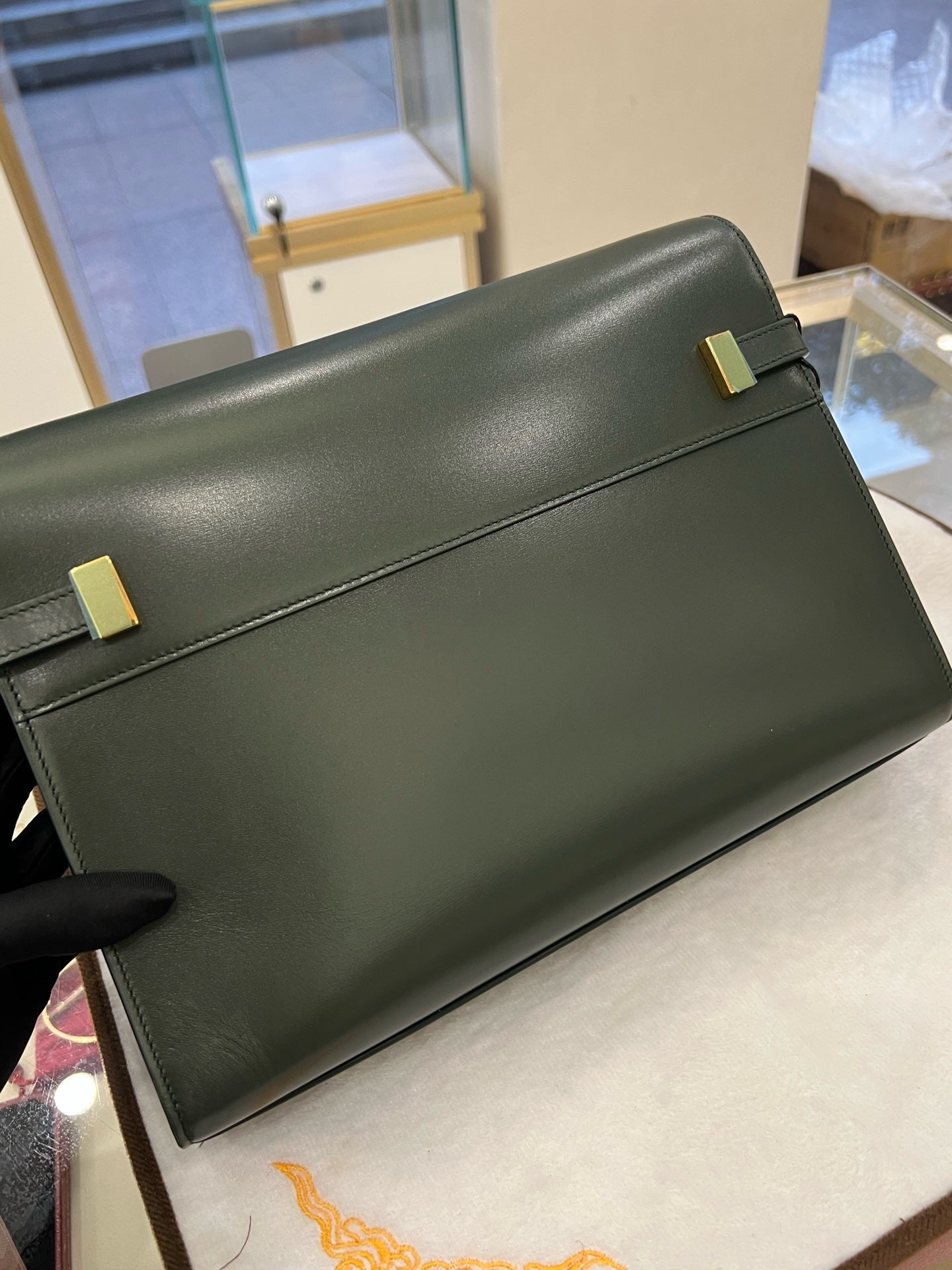 Saint Laurent - Manhattan Medium Crossbody Bag - Box leather - Dark Green - (medium)