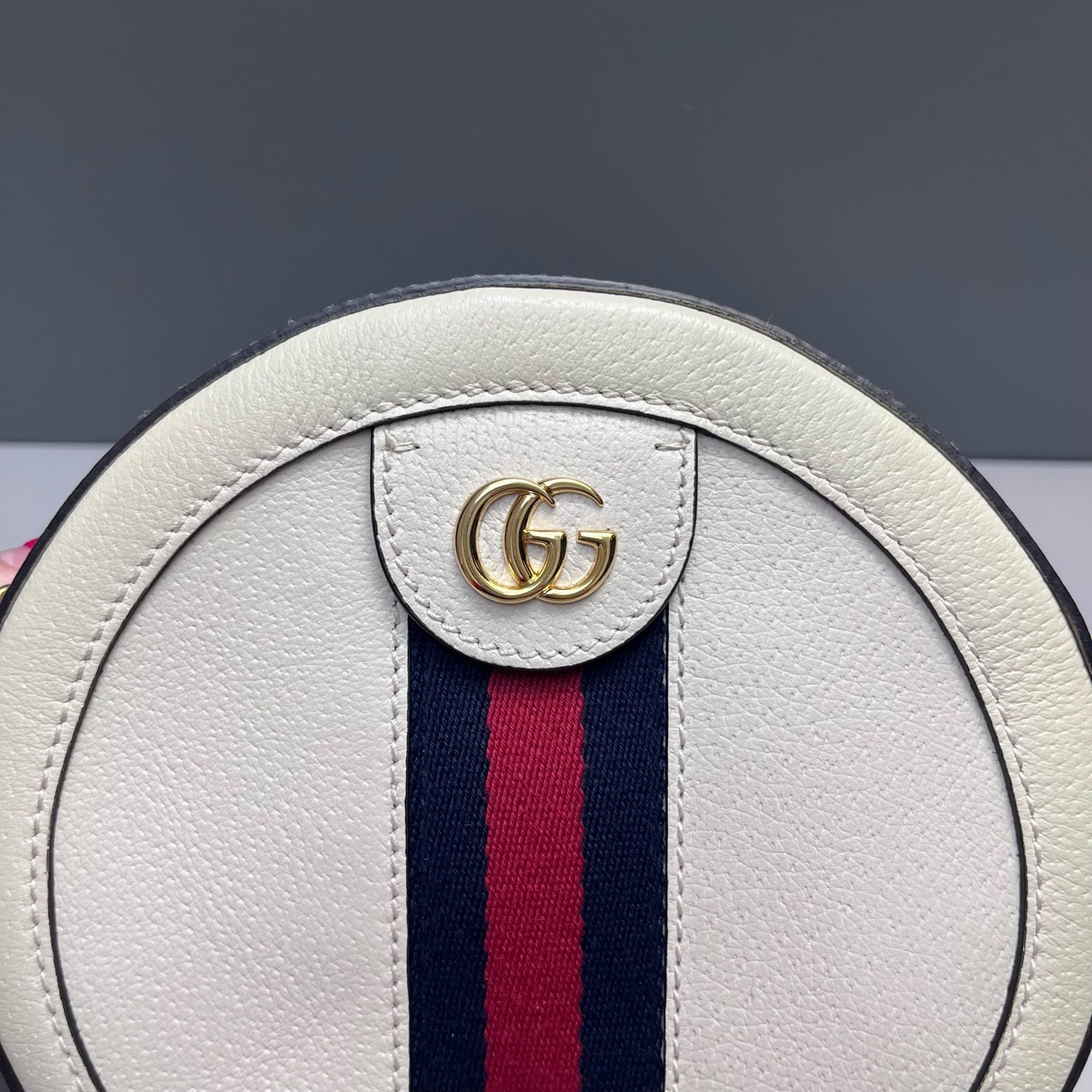 Gucci - Ophidia Round Mini Chain Bag - Grained leather - White - (mini)