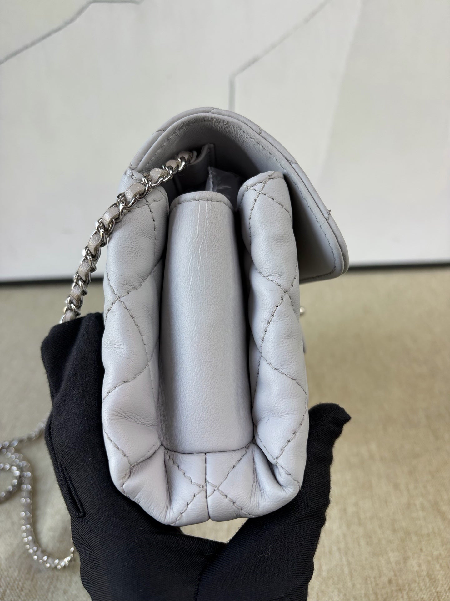 Chanel - Classic Flap Baguette Chain Bag - Lambskin leather - Grey - (Small)