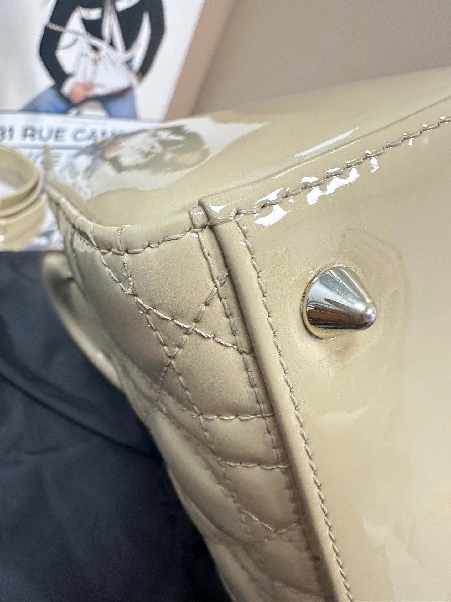 Dior - Lady Dior - Patent leather - Beige - (Small)