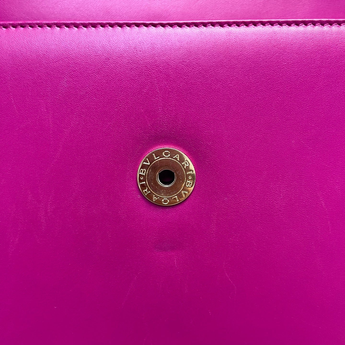 Bvlgari - Serpenti Forever Flap Bag with Studs - Smooth calf leather - Vibrant Magenta with Black Accents and Gold-Tone Hardware - (Medium)