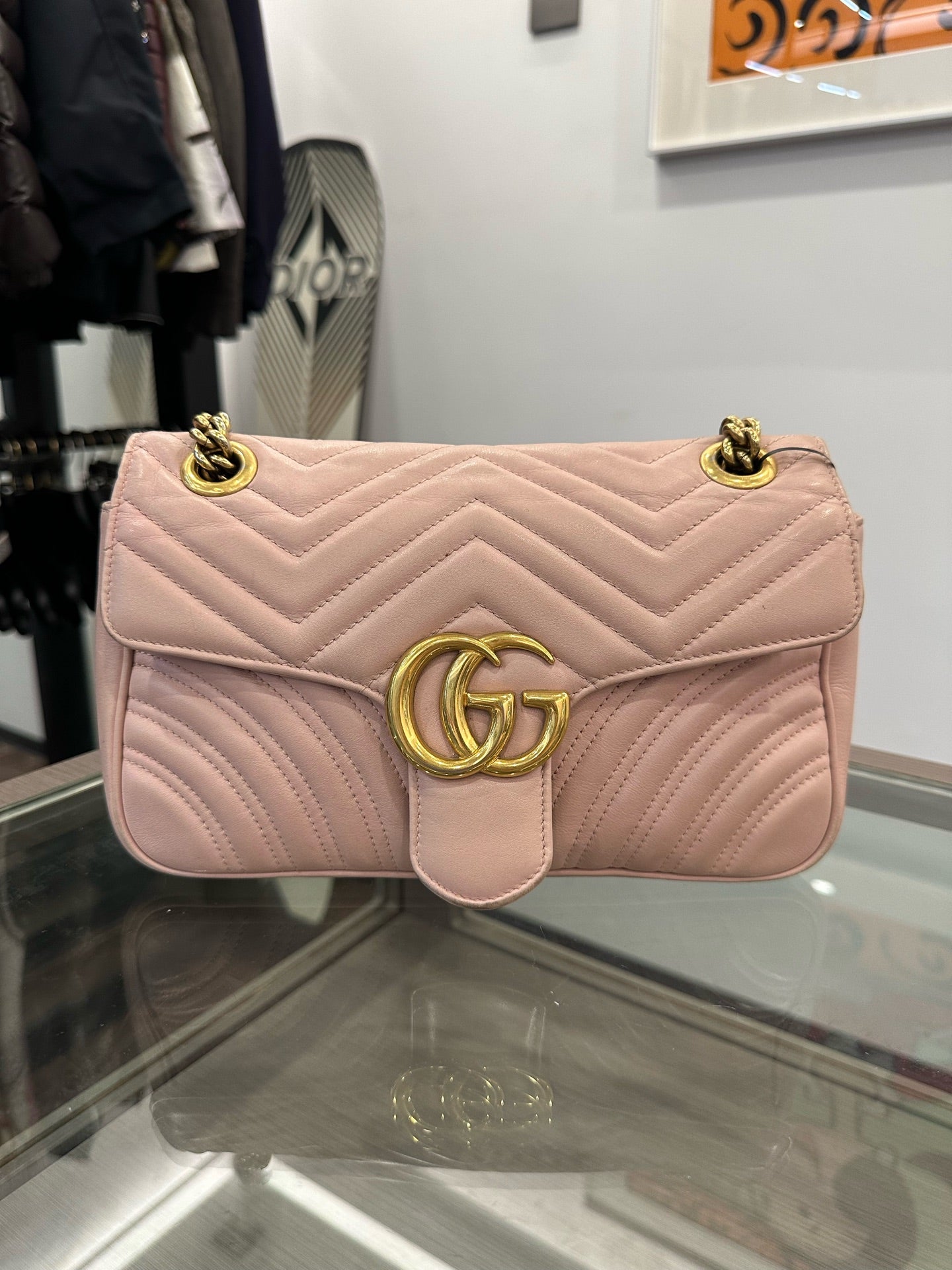 Gucci - GG Marmont Matelassé Small Shoulder Bag - Leather - Beige - (small)