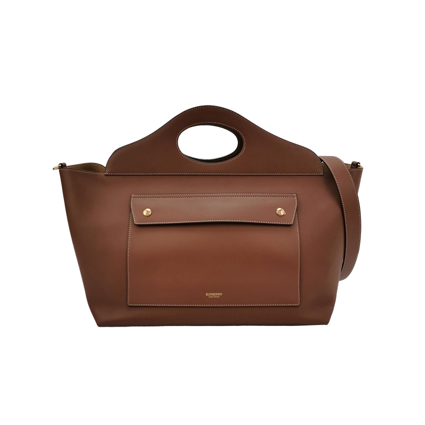 Burberry - Medium Pocket Bag - Grained leather - Brown - (Medium)