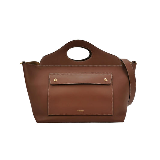 Burberry - Medium Pocket Bag - Grained leather - Brown - (Medium)