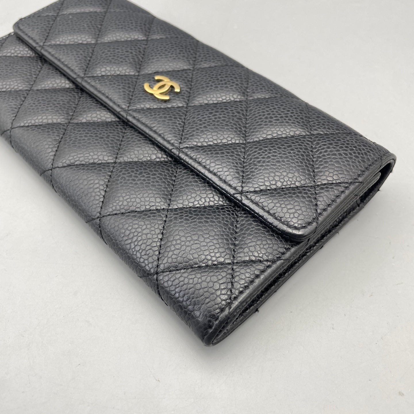 Chanel - Classic Long Flap Wallet - Grained calfskin leather - Black - (medium)