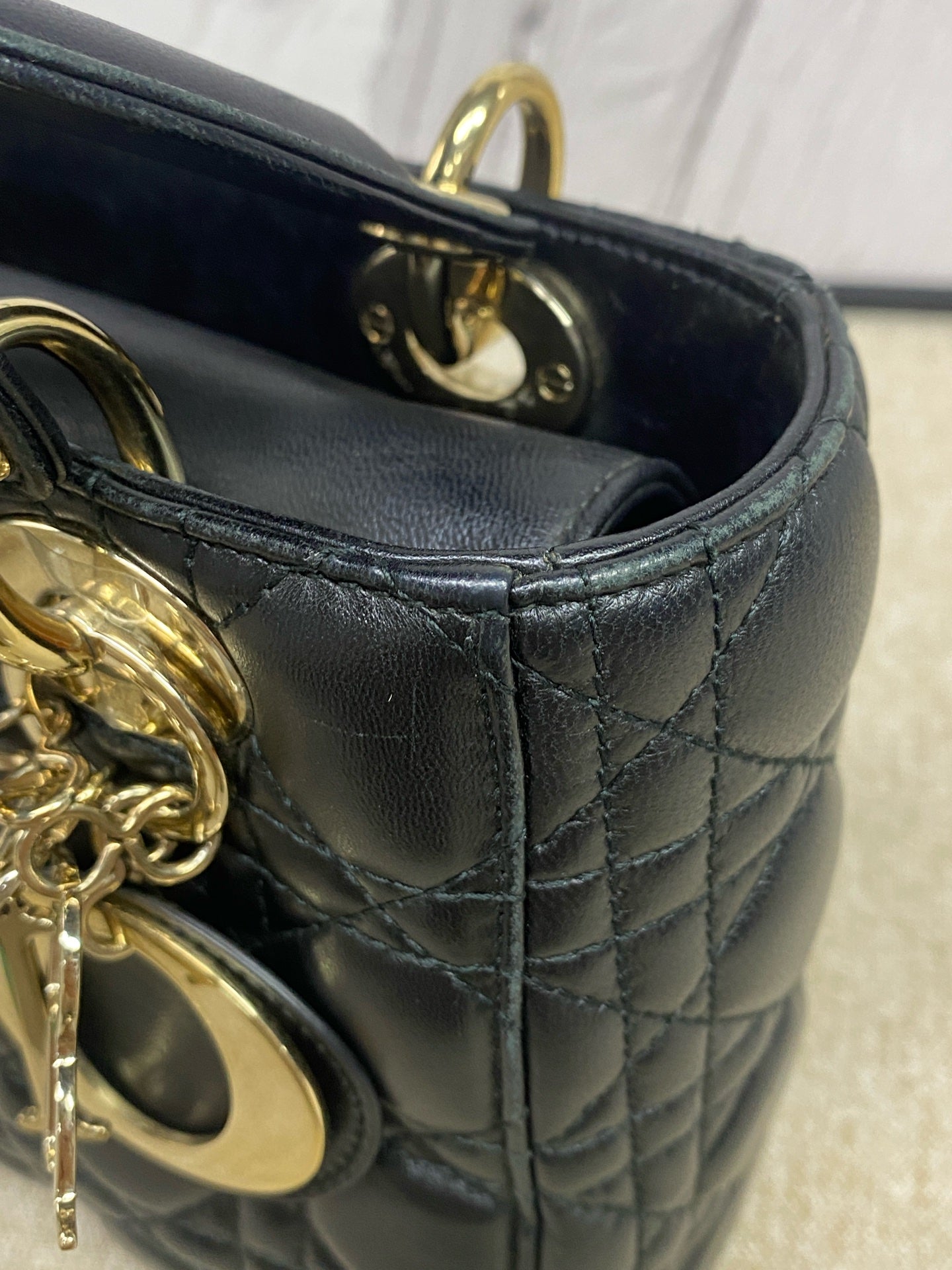 Dior - Lady Dior 4-Grille - Lambskin leather - Black - (small)