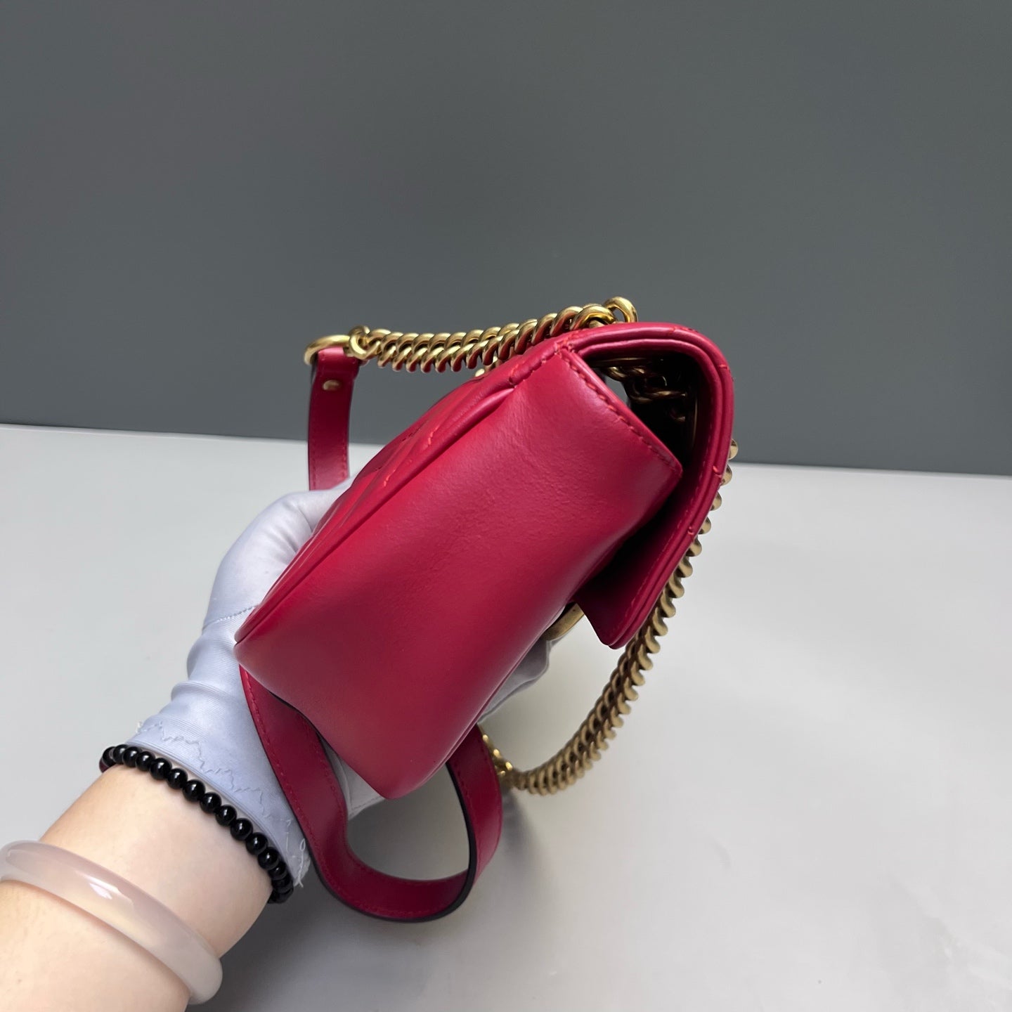 Gucci - Marmont Matelassé Shoulder Bag - Leather - Red - (small)