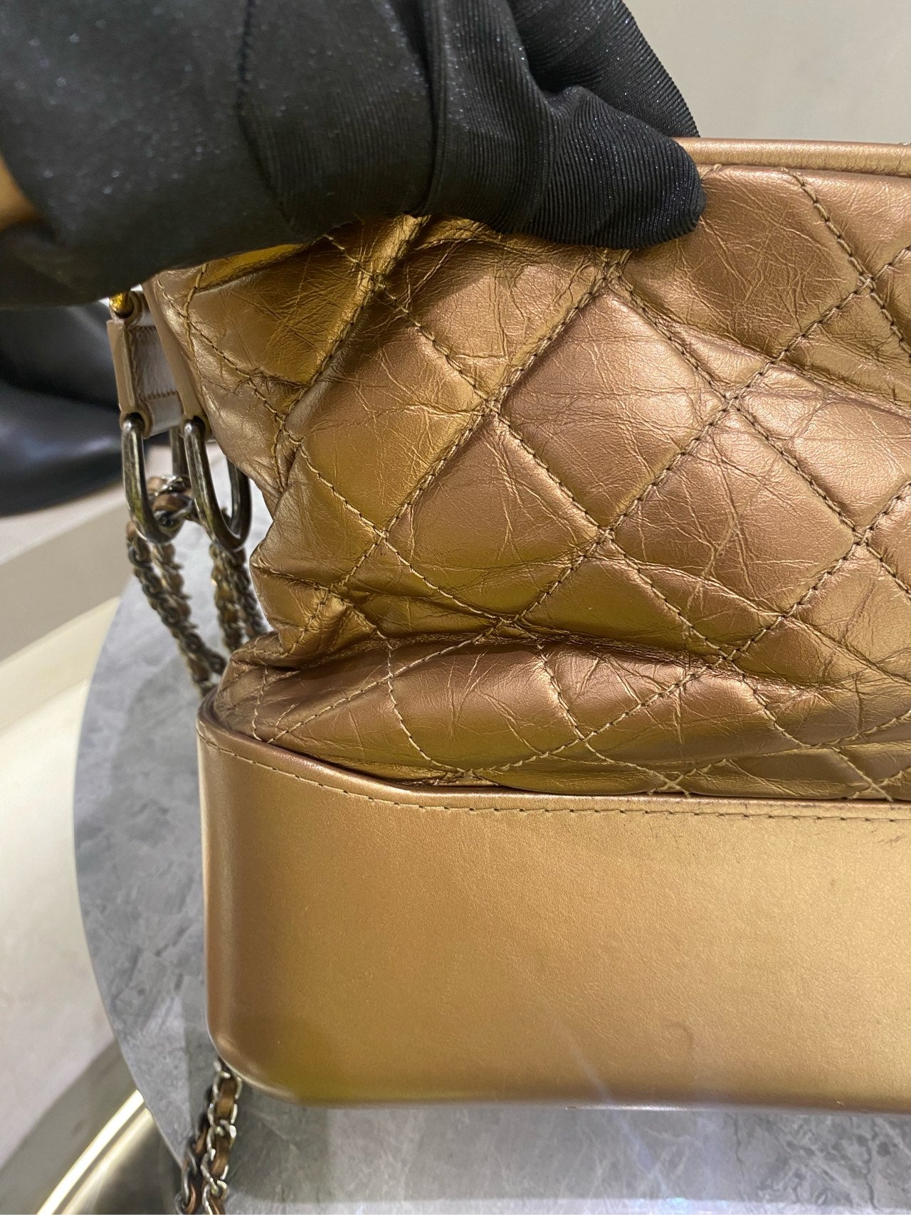 Chanel - Gabrielle Hobo Bag - Aged calfskin and smooth calfskin - Gold - (Medium)
