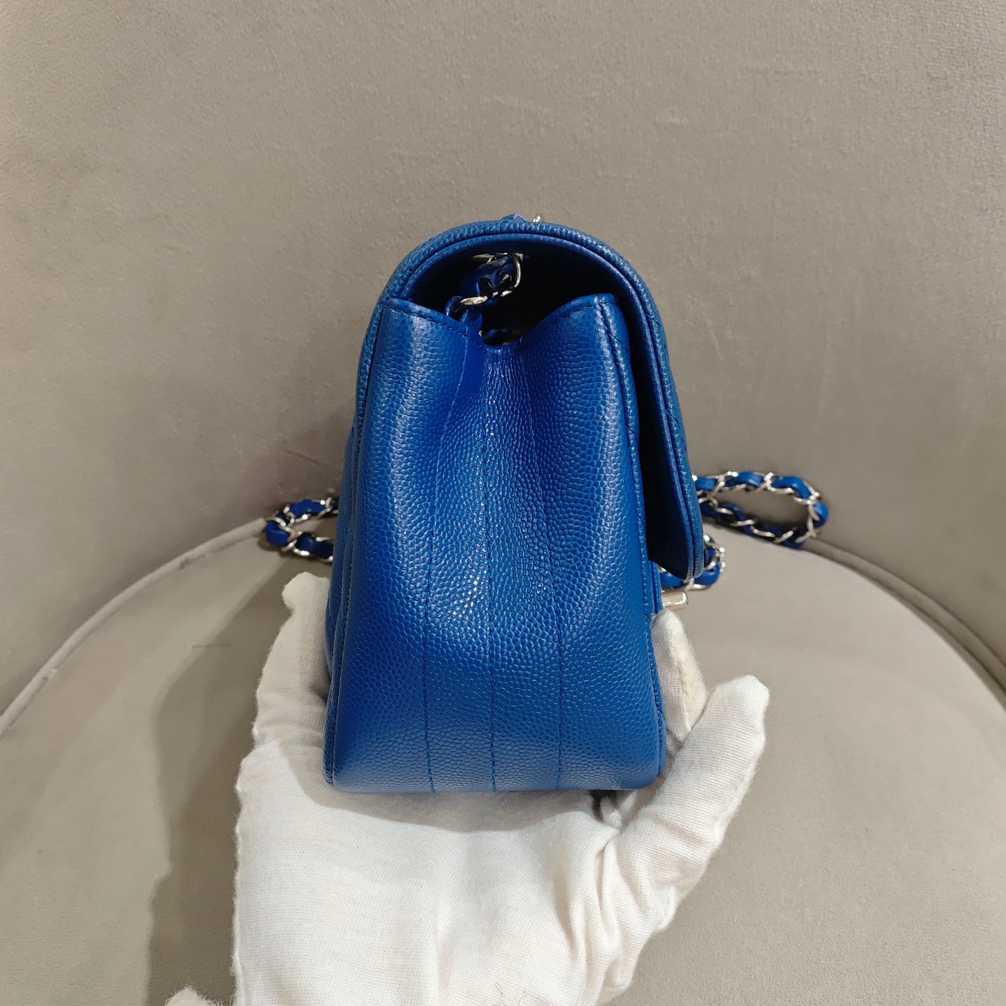 Chanel - Square Mini Flap Bag - Caviar leather - Blue - (mini)
