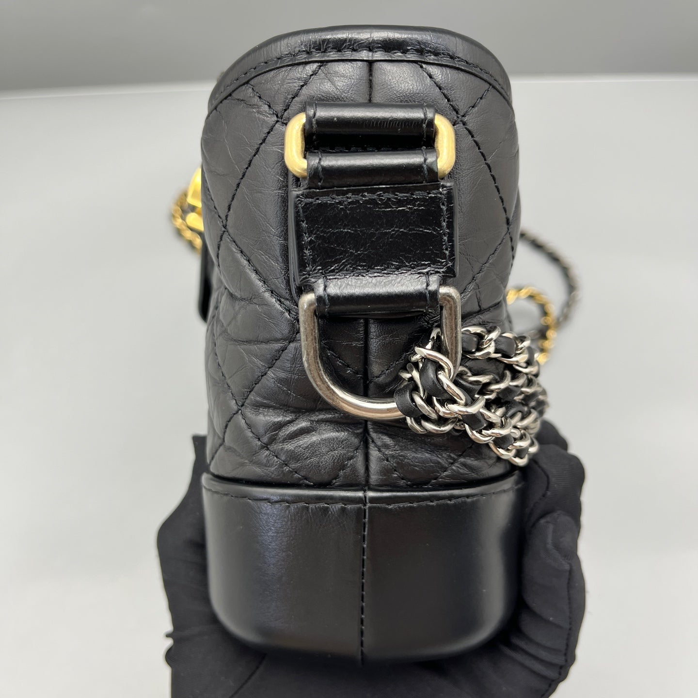 Chanel - Gabrielle Hobo Bag - Aged calfskin leather and smooth calfskin leather - Black - (Small)