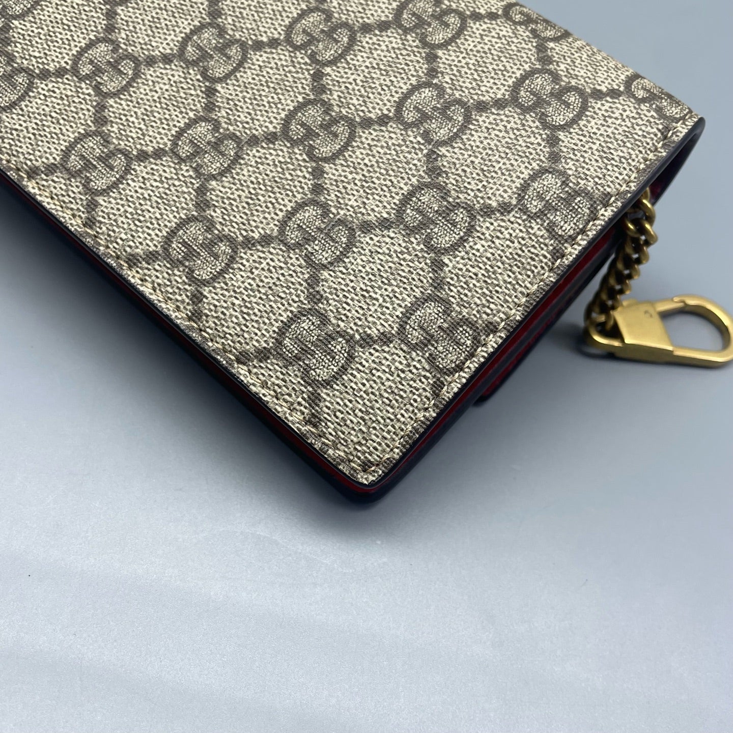 Gucci - GG Supreme Cherry Wallet on Chain - Coated canvas with leather trim - Beige with Red accents - (mini)