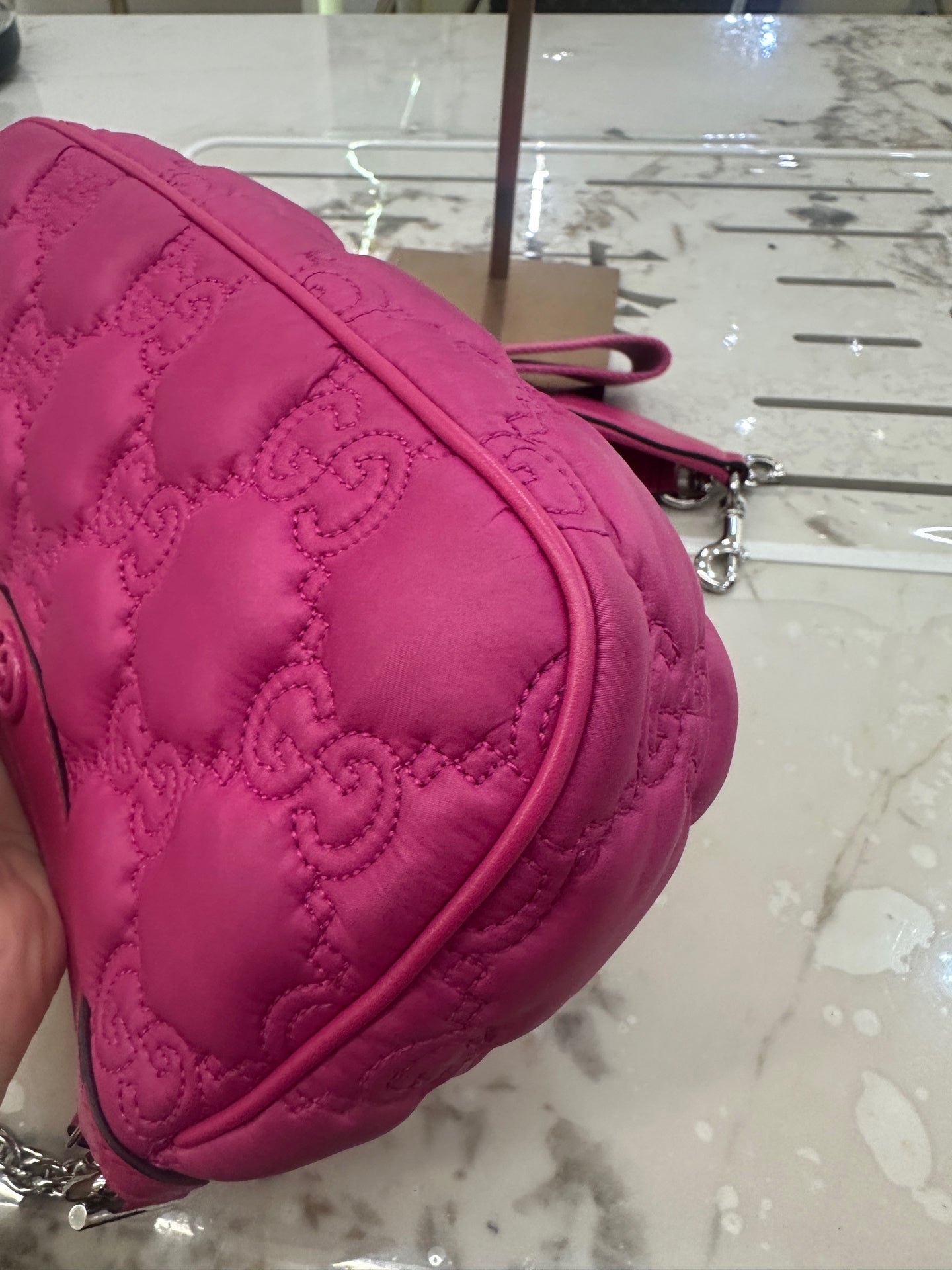 Gucci - GG Matelassé Handbag - Padded leather with leather trim - Pink - (small)