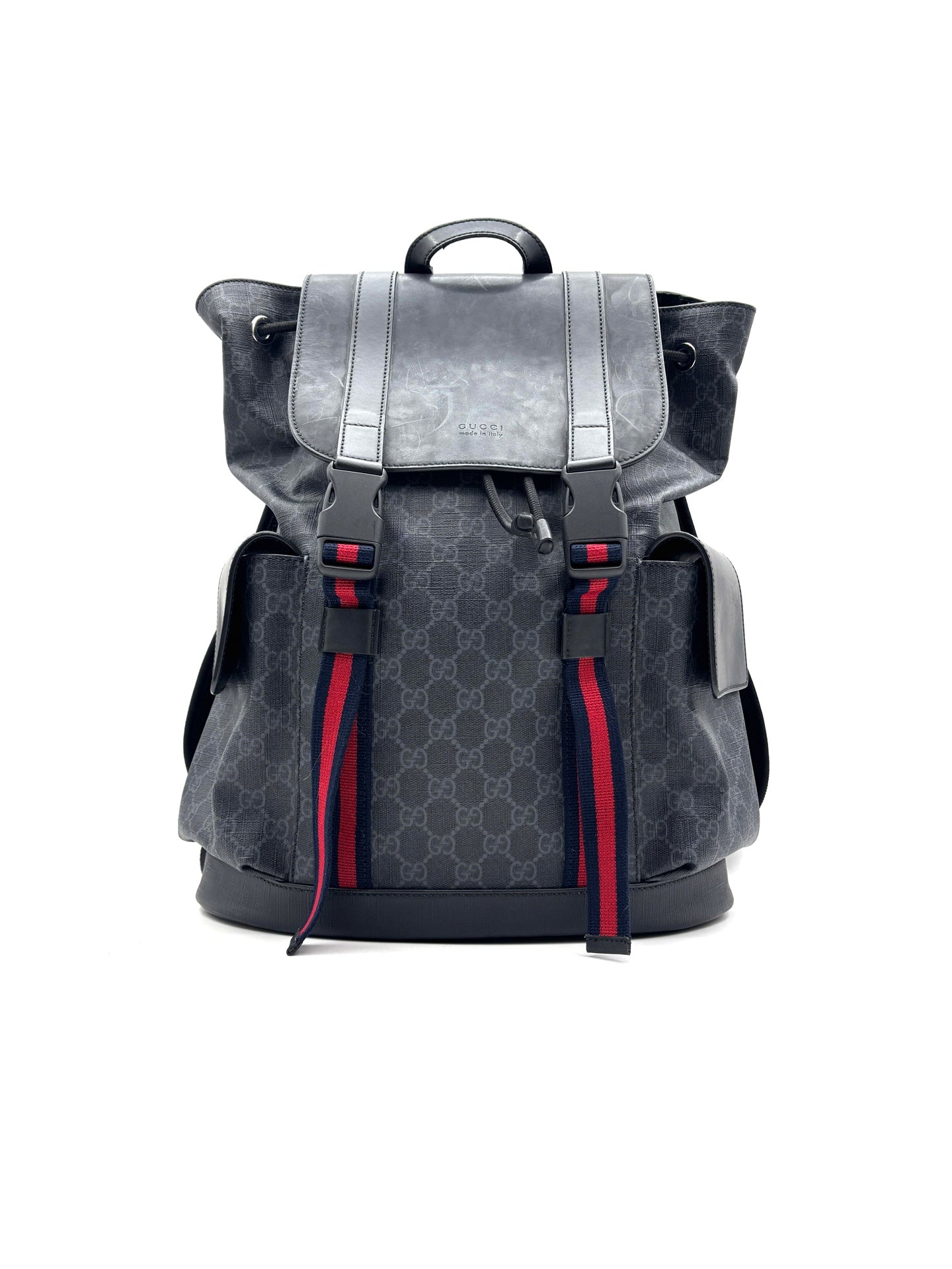 Gucci - GG Supreme Canvas Backpack - Canvas and leather patchwork - Black and Grey - (large)