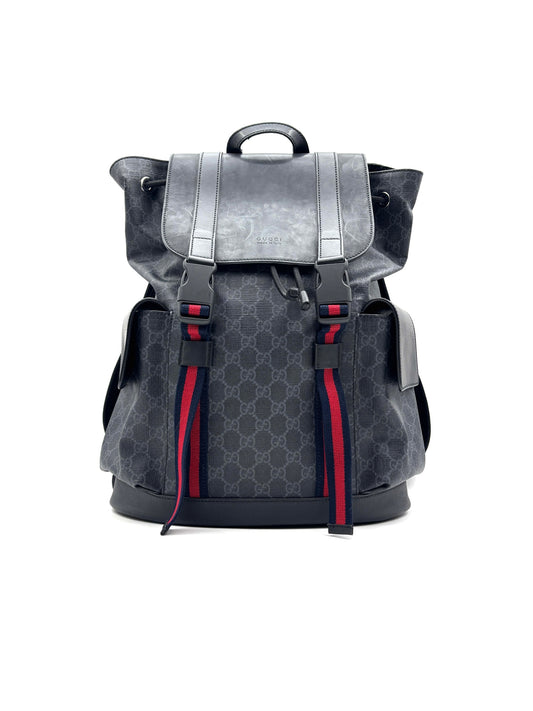 Gucci - GG Supreme Canvas Backpack - Canvas and leather patchwork - Black and Grey - (large)