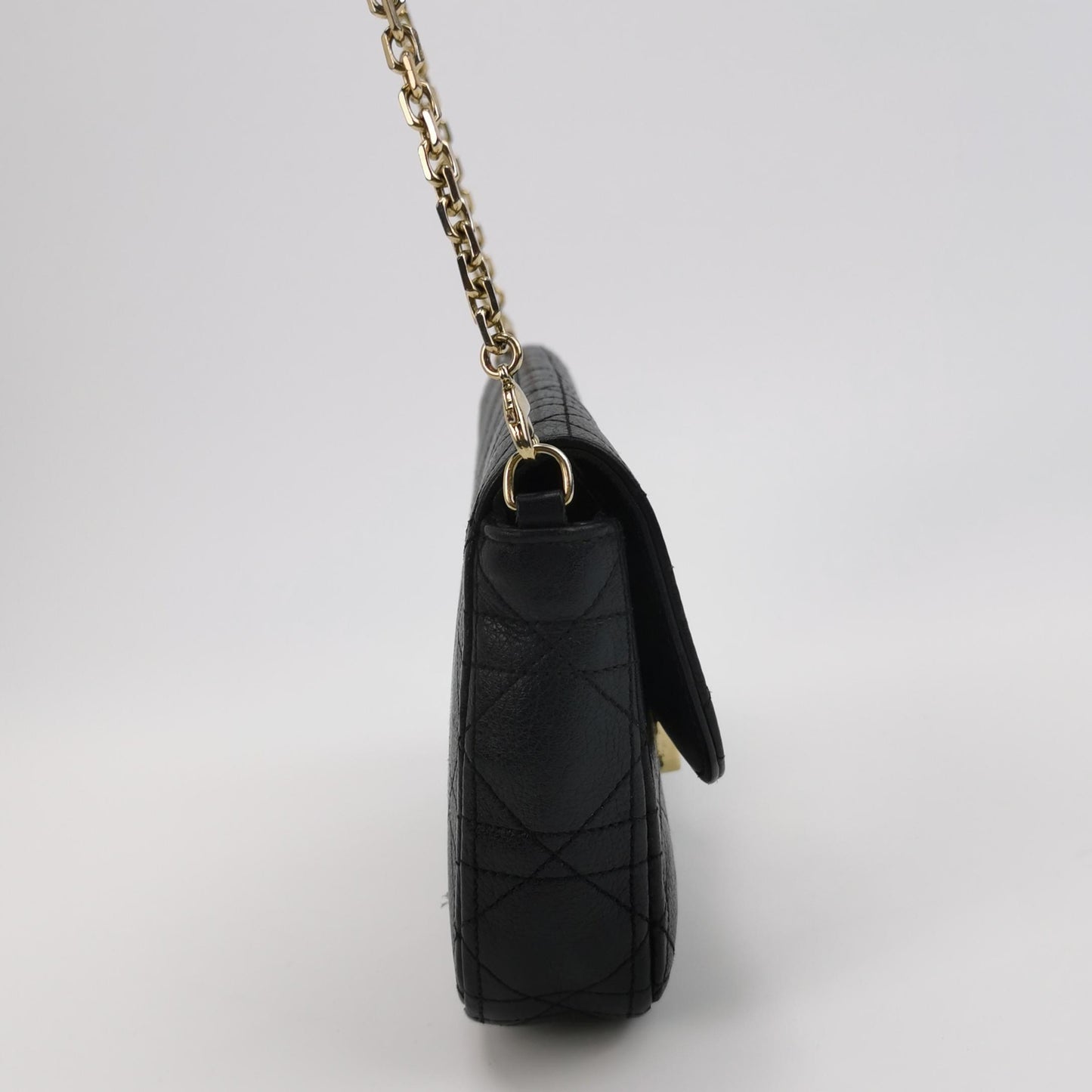 Dior - Cannage Chain Flap Bag - Leather - Black - (mini)