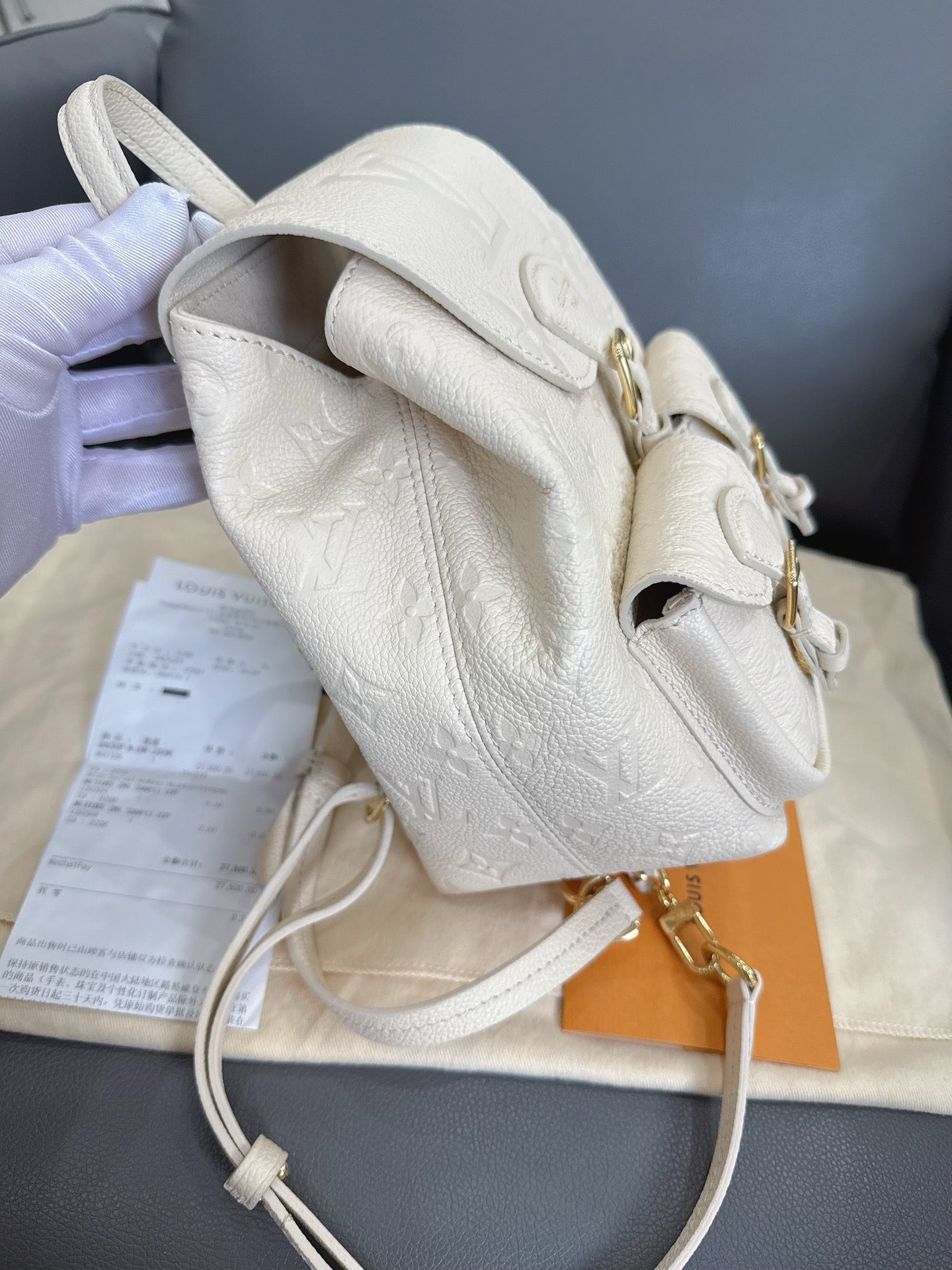 Louis Vuitton - Montsouris Backpack BB (M47106) - Grained leather - White - (small)