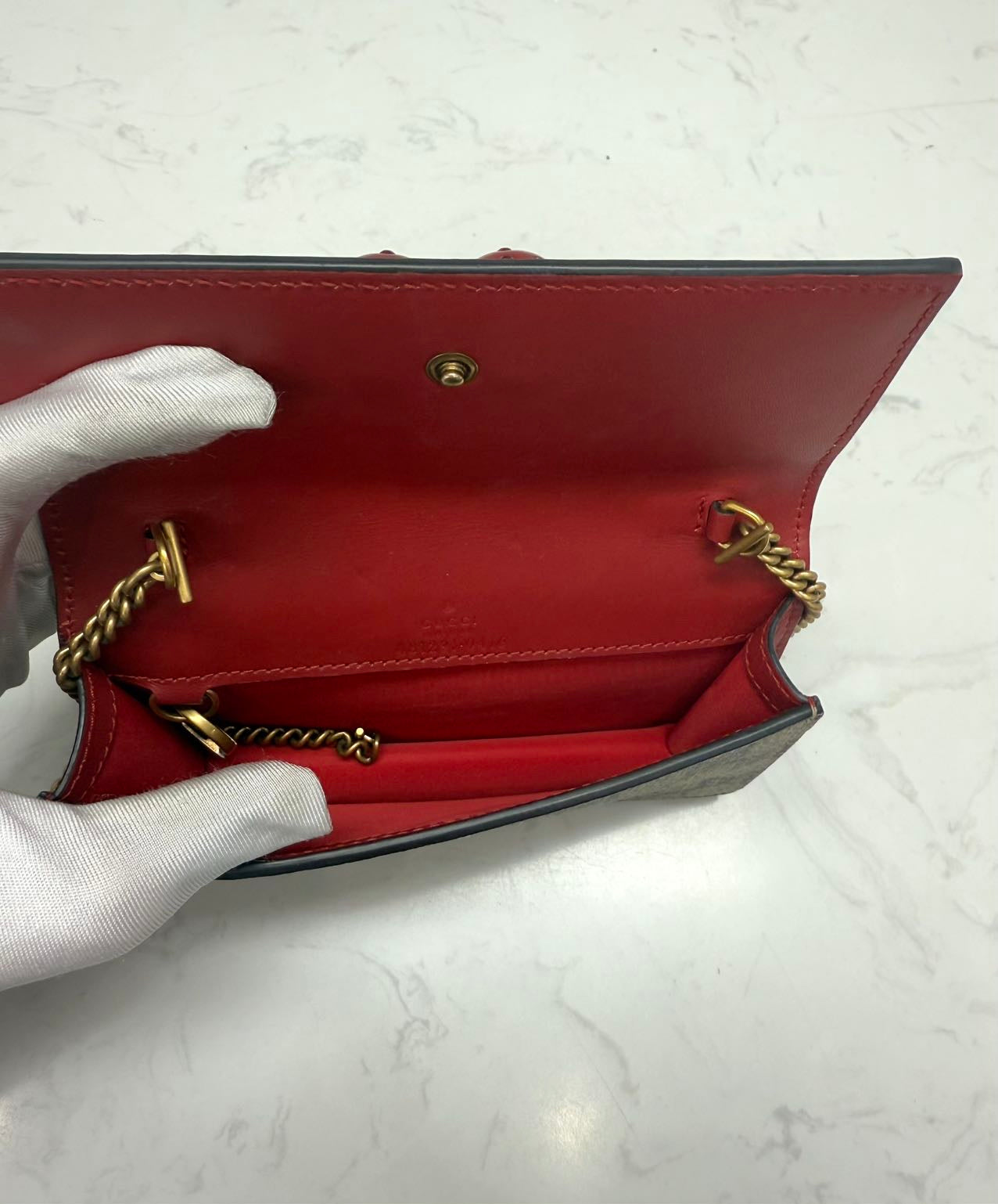 Gucci - Dionysus Cherry Mini Chain Bag - GG Supreme canvas with leather trim and lining - Beige and Red - (mini)