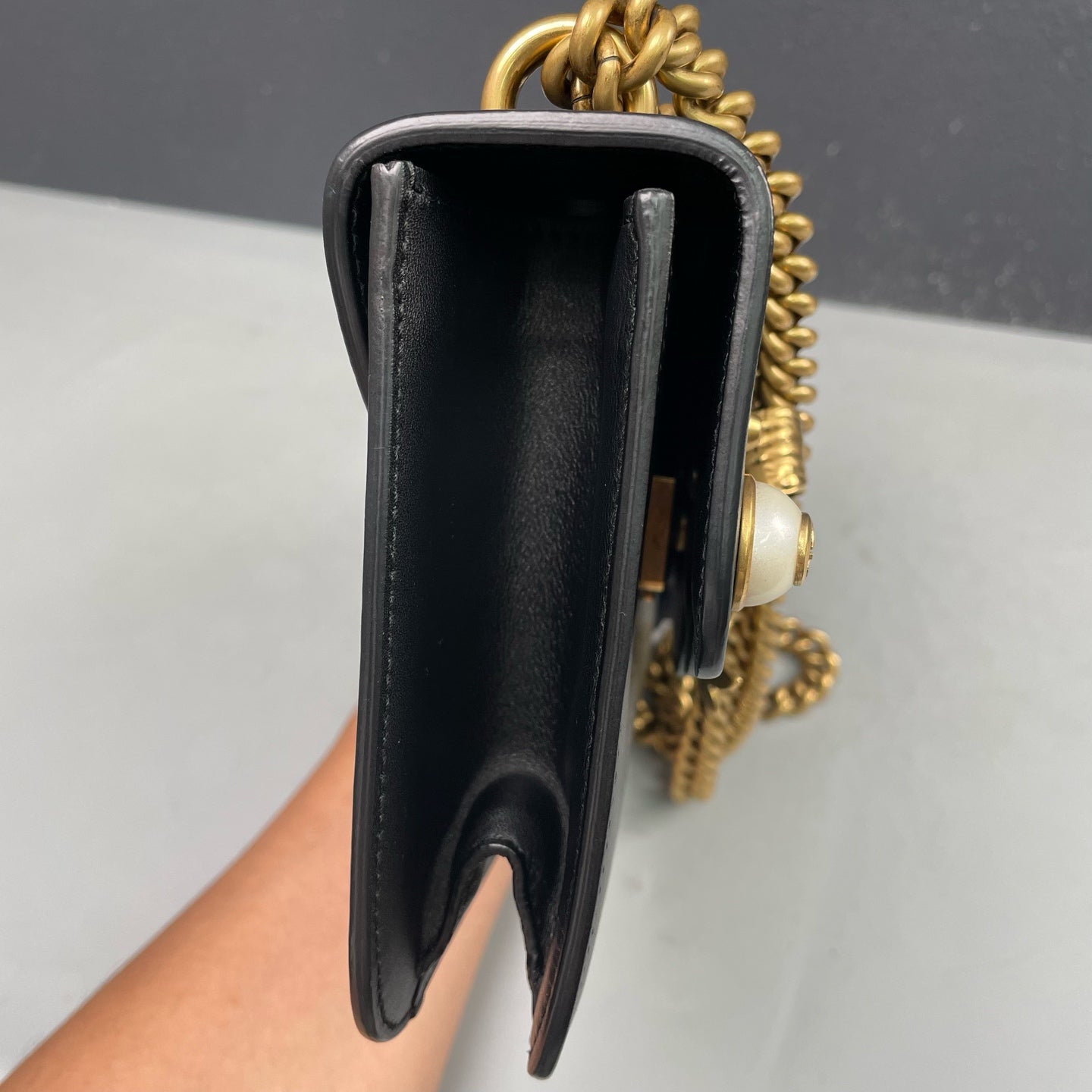 Gucci - Bow Pearl Shoulder Bag - Leather - Black - (mini)