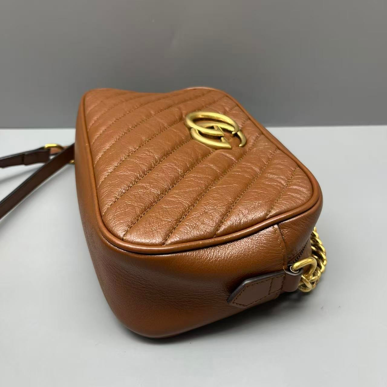 Gucci - GG Marmont Small Camera Bag - Leather - Brown - (small)