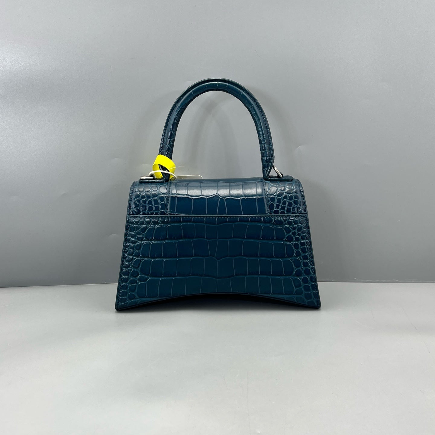 Balenciaga - Hourglass Bag S - Calfskin leather with crocodile embossing - Blue - (small)