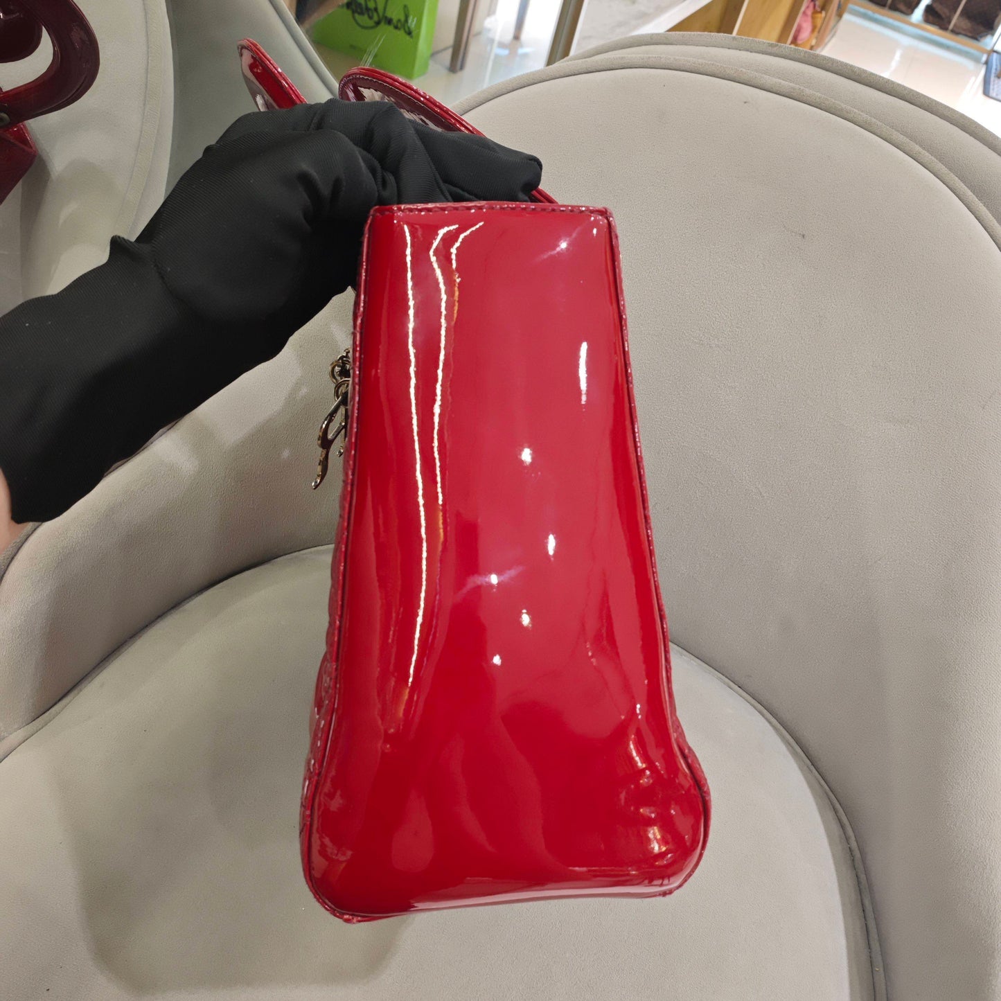 Dior - Lady Dior Medium - Patent leather - Red - (medium)