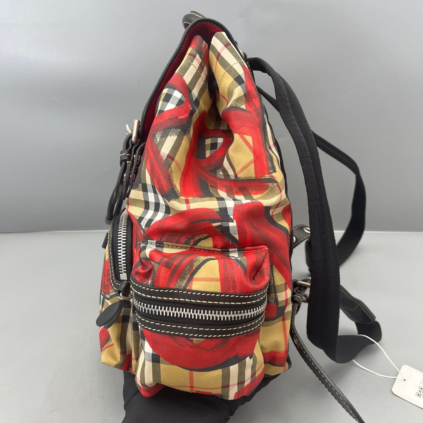 Burberry - Graffiti Check Drawstring Flap Backpack - Canvas with leather trim - Multicolour - (Medium)