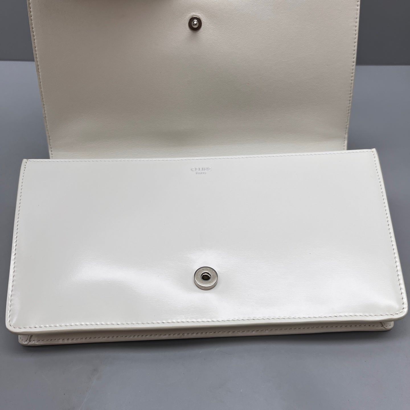 Celine - Triomphe Accordion Flap Bag - Leather - White - (Small)