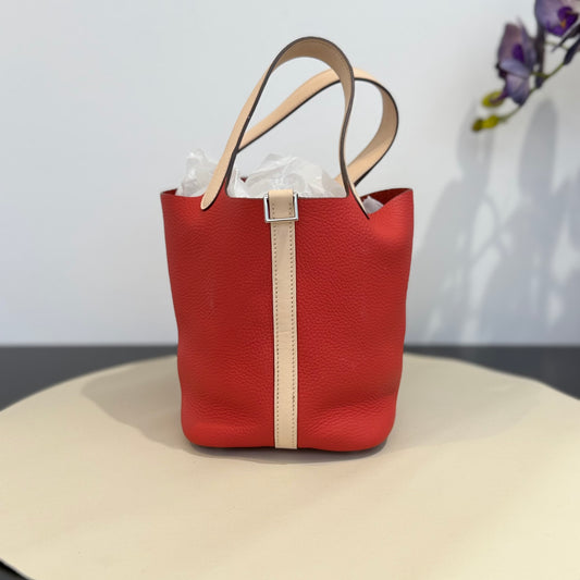 Hermès - Picotin Lock 18 - Leather - Red with Beige contrast - (mini)