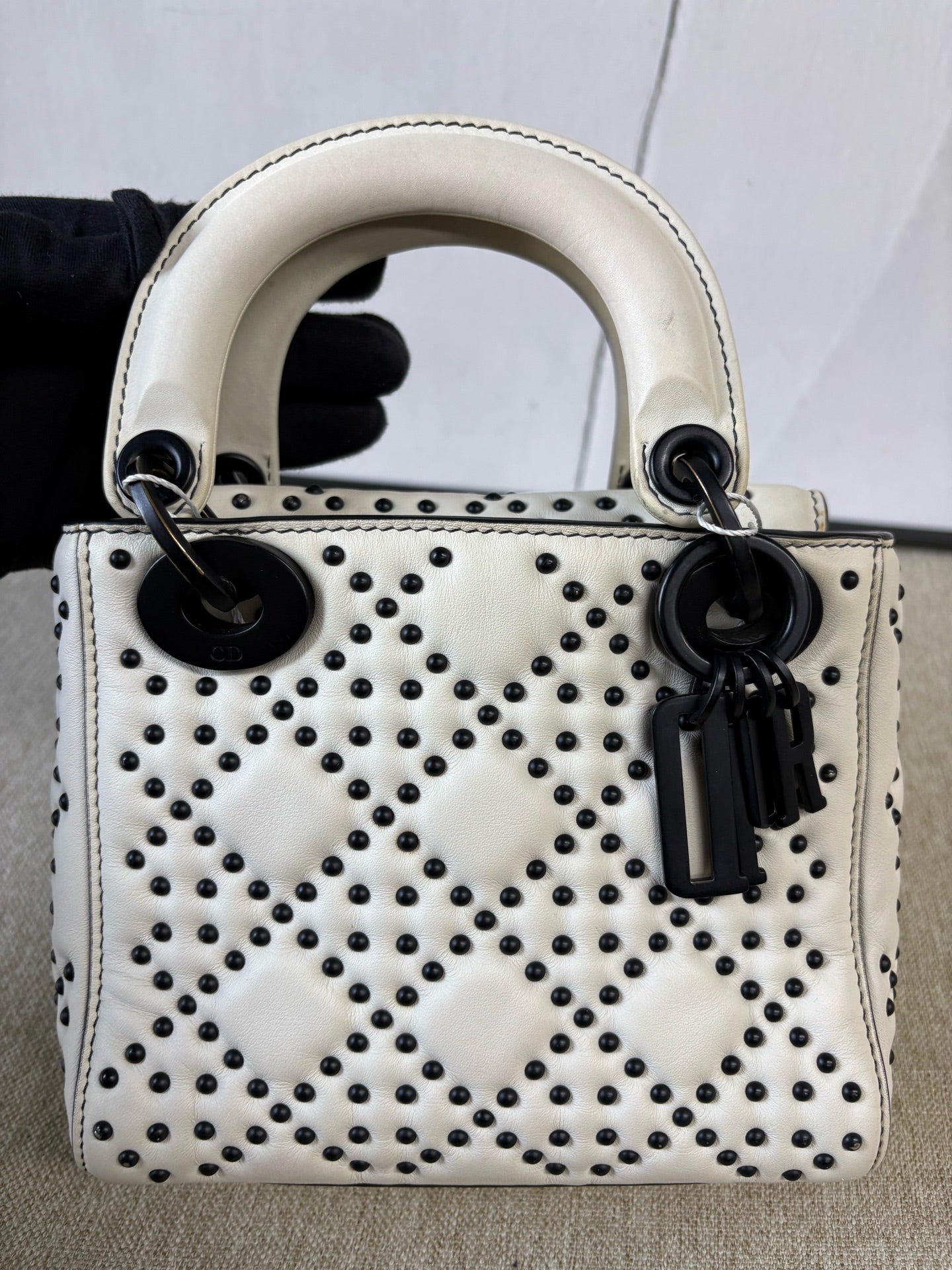Dior - Lady Dior Studded Mini Bag - Cowhide leather - White - (Mini)