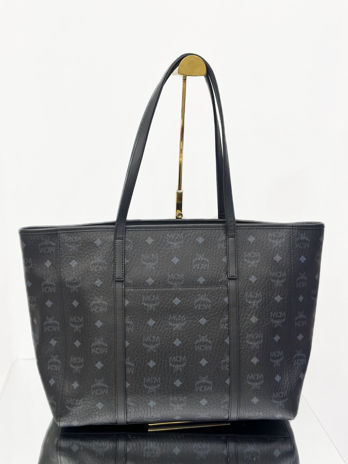 MCM - Toni Visetos Shopping Bag - Visetos coated canvas with leather trim - Black - (medium)