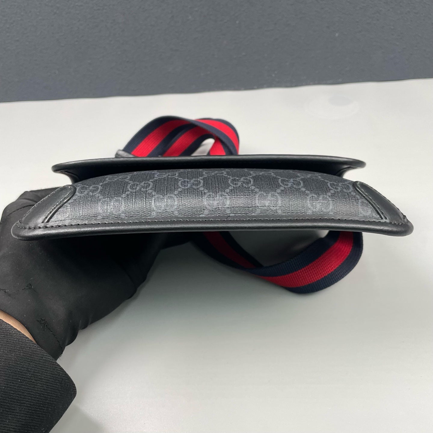 Gucci - GG Supreme Belt Bag - Coated canvas with leather trim - Black - (small)
