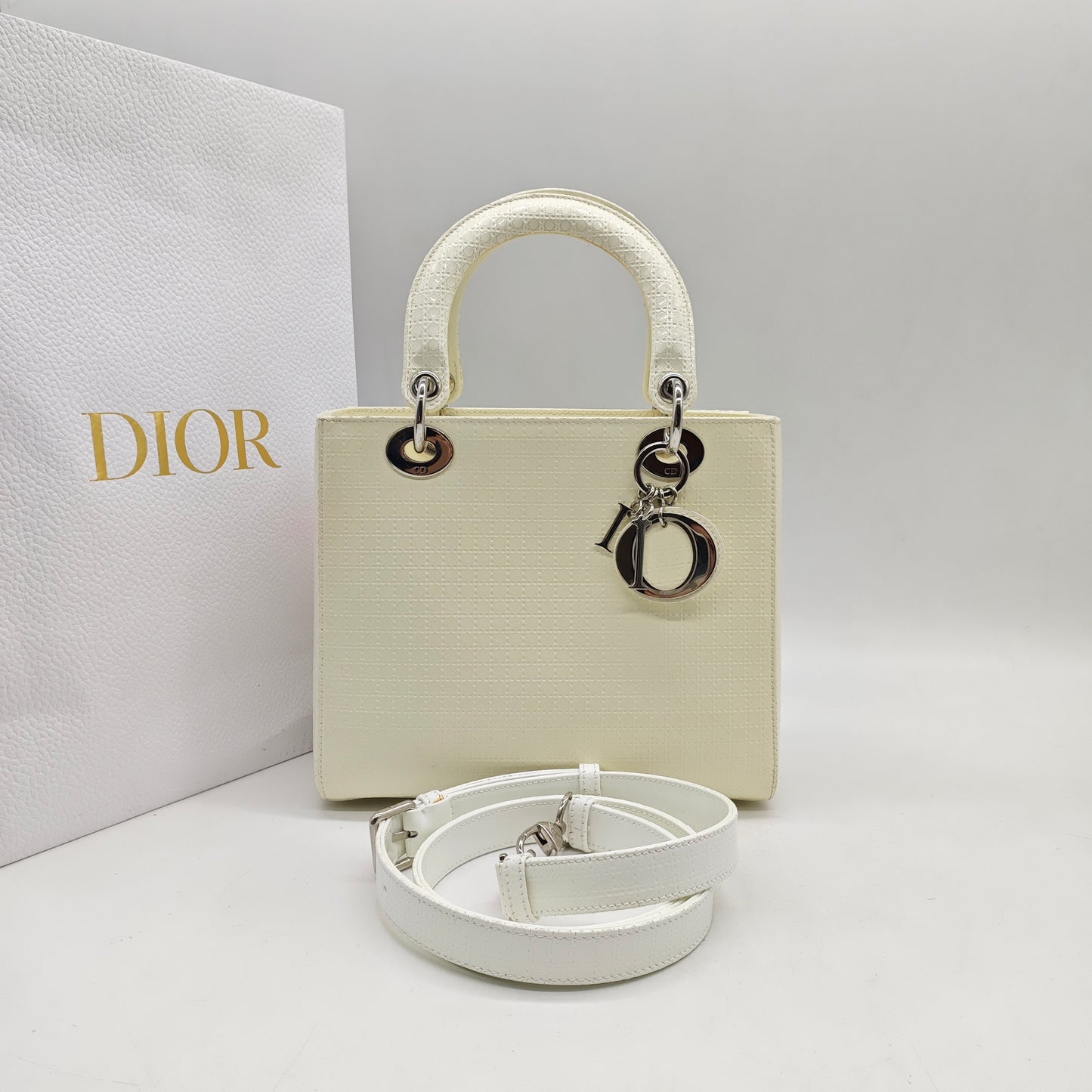 Dior - Lady Dior 5-block - Patent leather - White - (Medium)