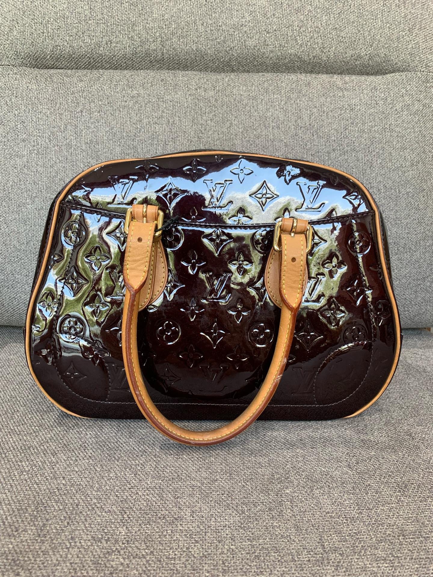 Louis Vuitton - Summit Bowling Bag - Patent leather and Vachetta leather - Burgundy - (Medium)