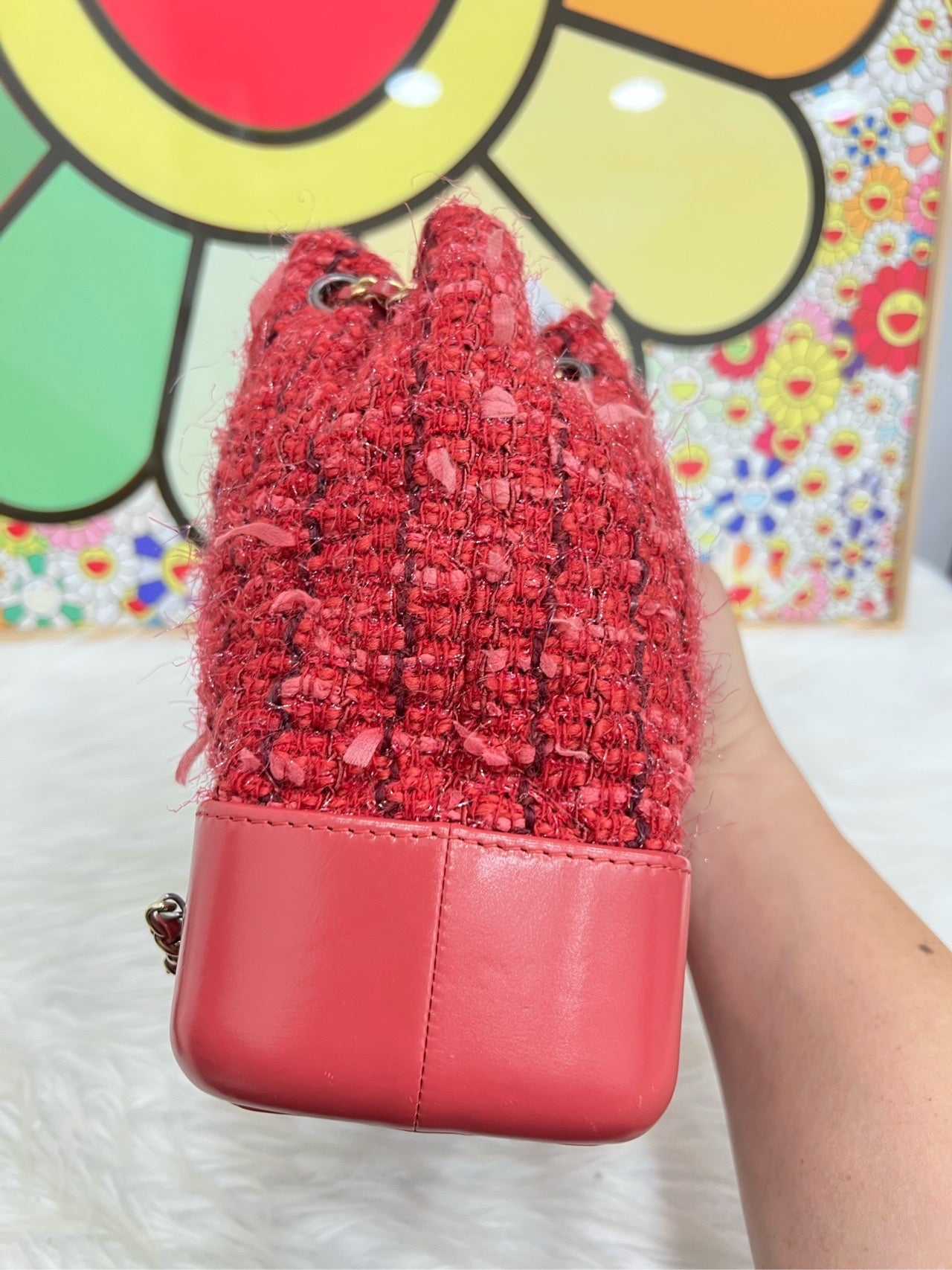 Chanel - Gabrielle Backpack - Tweed and cowhide leather - Red - (Small)