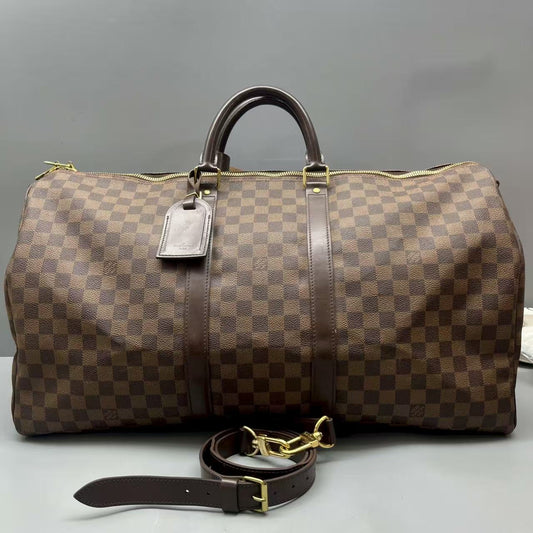 Louis Vuitton - Keepall 55 - Coated canvas with leather trim - Brown - (Large)