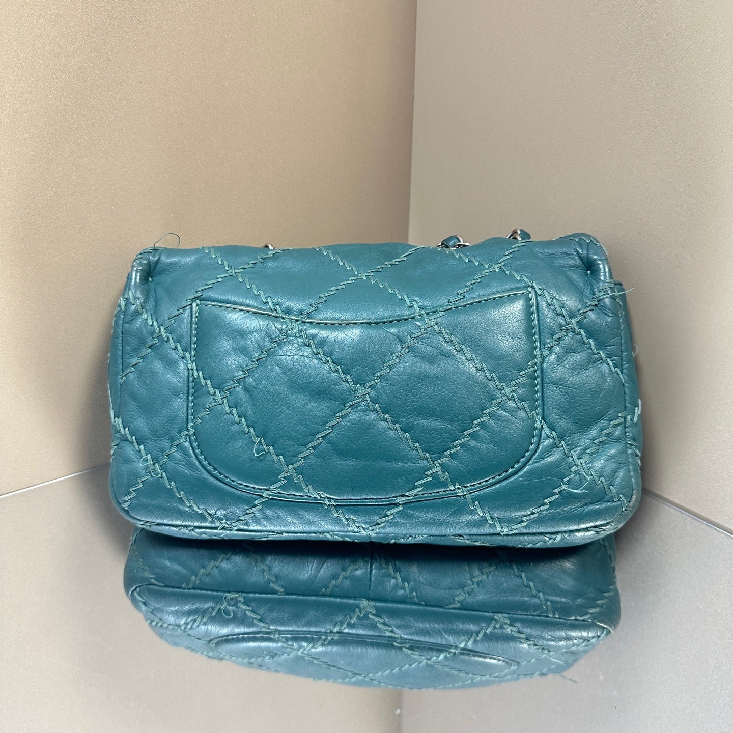 Chanel - Classic Flap with Exposed Stitching - Leather - Green - (small)