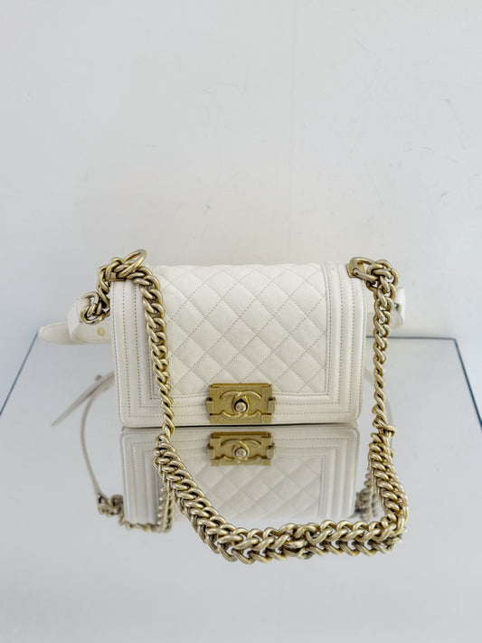 Chanel - Le Boy Small - Caviar leather - White - (Small)
